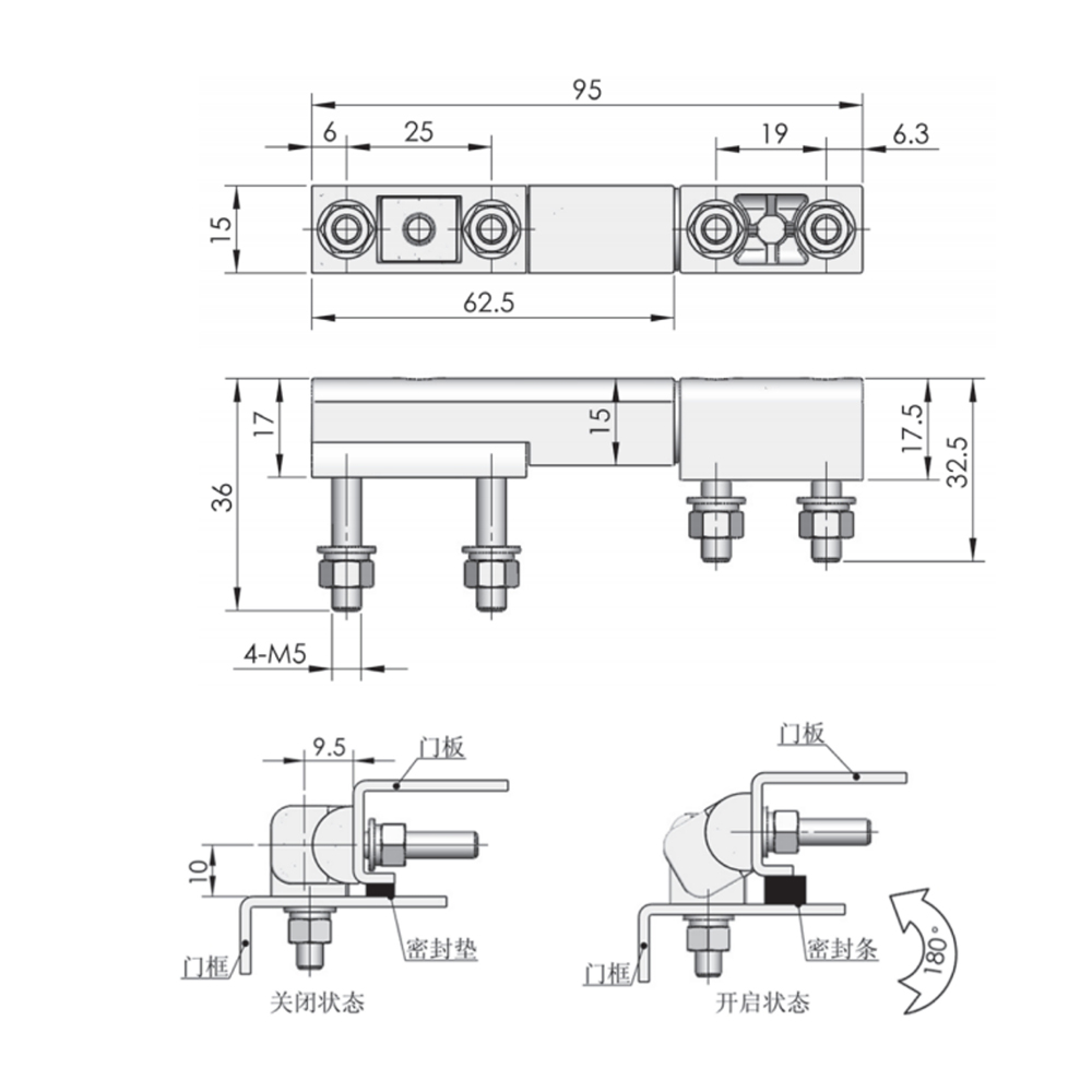 CL235 Zinc Alloy Hinge - 180° Opening with High Strength and Durability