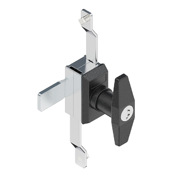 MS102 Plastic Latch with Zinc Alloy Gearbox - Black Sand Texture, for Door Thickness 1~2mm