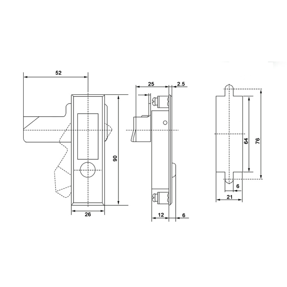 BT2242 Zinc Alloy Latch with Bright Chrome Finish - Left/Right Options, for Door Thickness 1~3mm