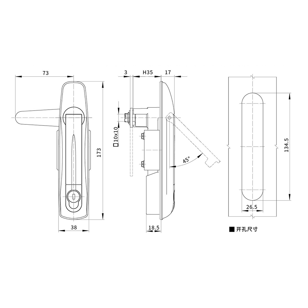 BT3123 Aluminum Alloy Latch with Matte Black Finish - Heavy-Duty, for Door Thickness 1~5mm