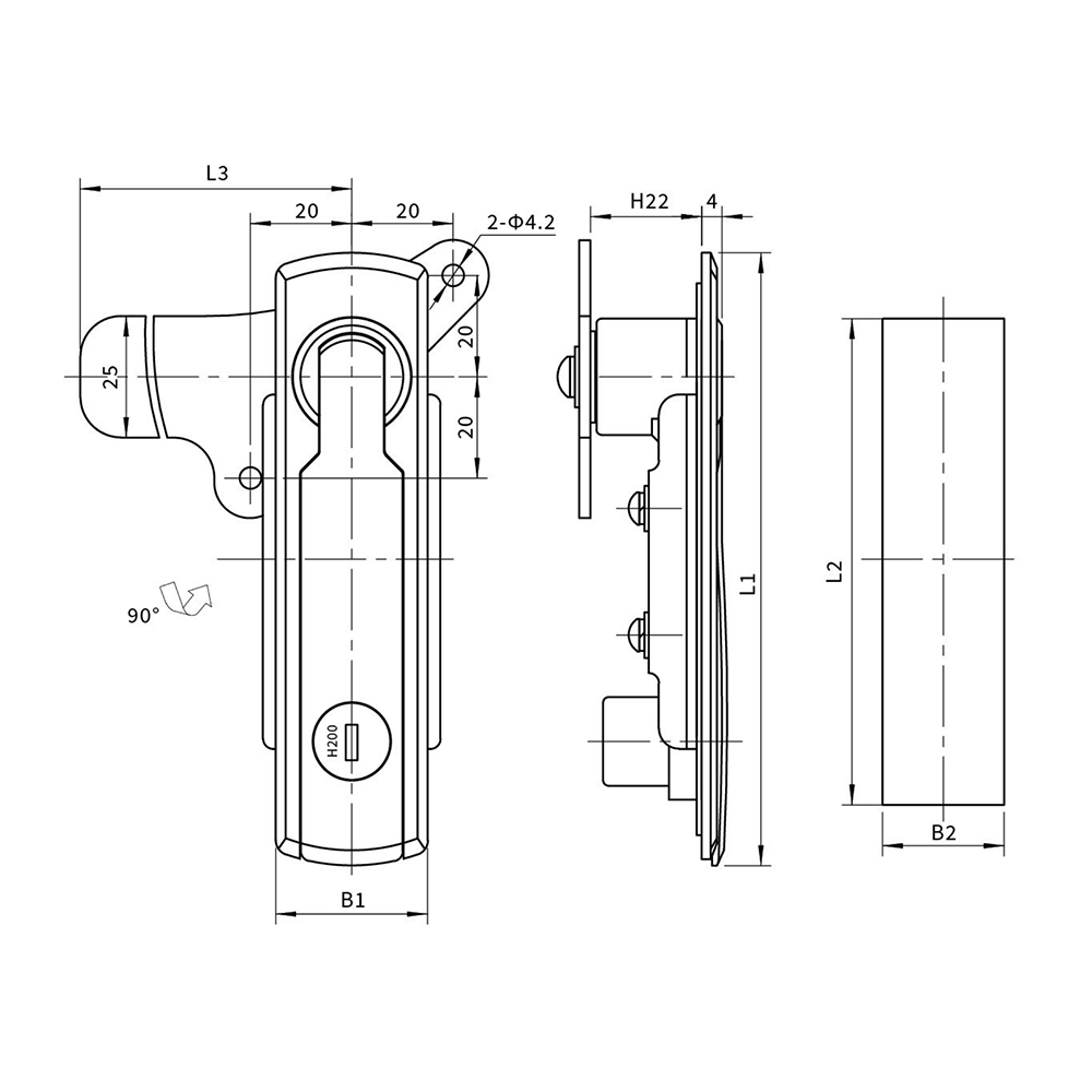 BT3118 Zinc Alloy Latch with Sand Chrome & Matte Black Finish - Heavy-Duty, for Door Thickness 1~3mm