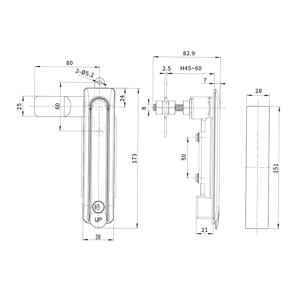 BT3138 Zinc Alloy Latch with Dual Finish - Quick-Release, for Door Thickness 1~3mm