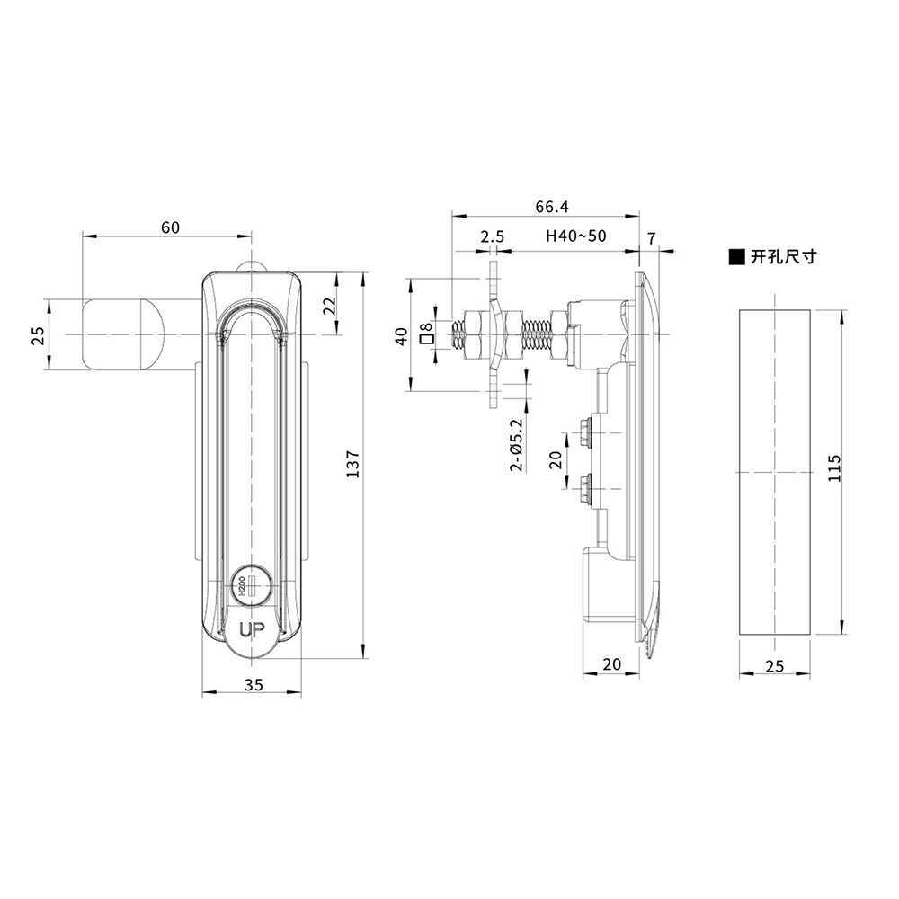 BT2323 Zinc Alloy Latch with Dual Finish - Quick-Release, for Door Thickness 1~3mm
