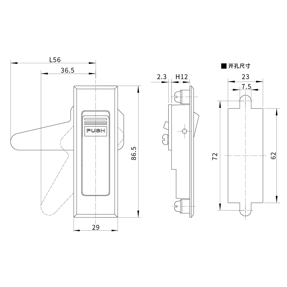 BT3140 Series Push-to-Close Latch, Zinc Alloy Construction, Chrome-Plated Finish, Suitable for Cabinets and Enclosures (1-3mm Door Thickness)