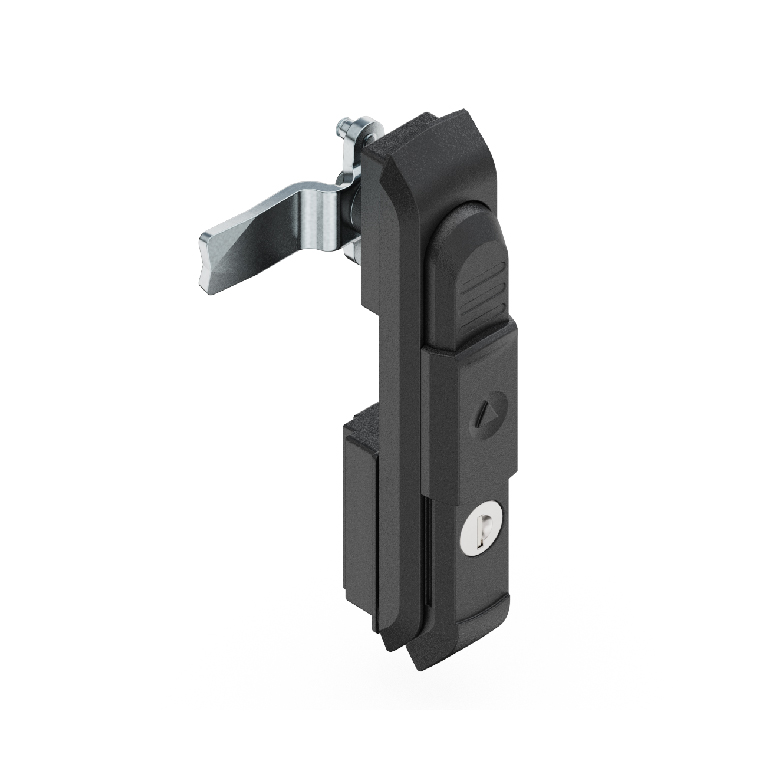 MS8460P-2 Plastic Latch with Zinc Alloy Pivot - Black Sand Texture, for Door Thickness 1~2mm