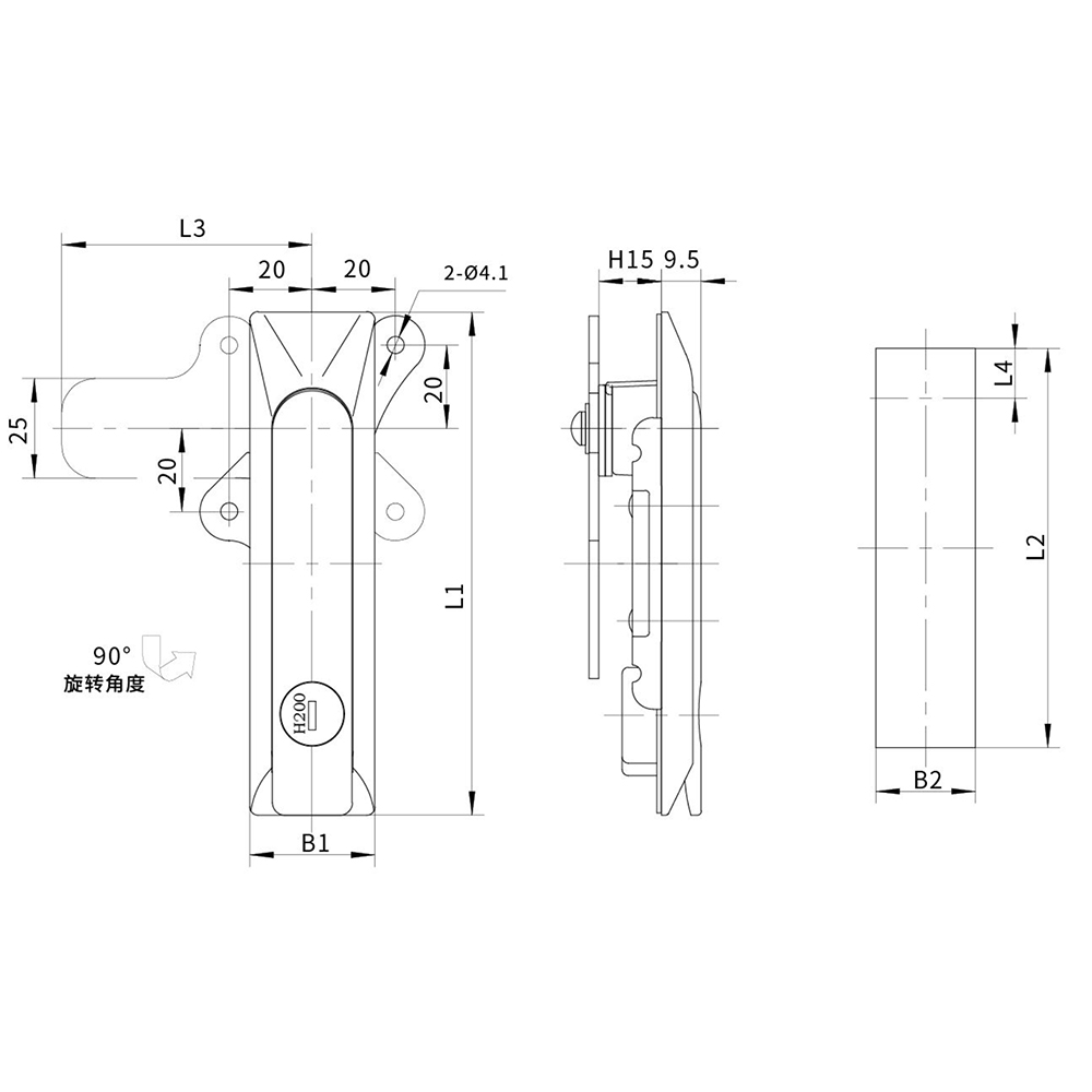 BT3120 Zinc Alloy Latch with Sand Chrome & Matte Black Finish - Heavy-Duty, for Door Thickness 1~3mm