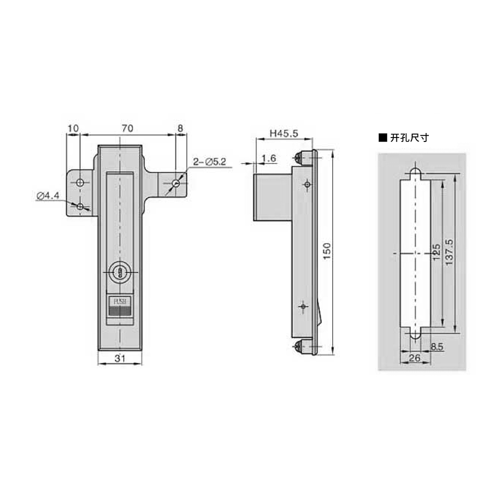 BT3143 Zinc Alloy Latch with Sand Chrome Finish - Heavy-Duty, for Door Thickness 1~4mm