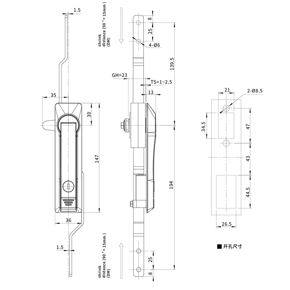 MS460 Zinc Alloy Latch with Sand Chrome Finish - Heavy-Duty, for Door Thickness 1~2.5mm