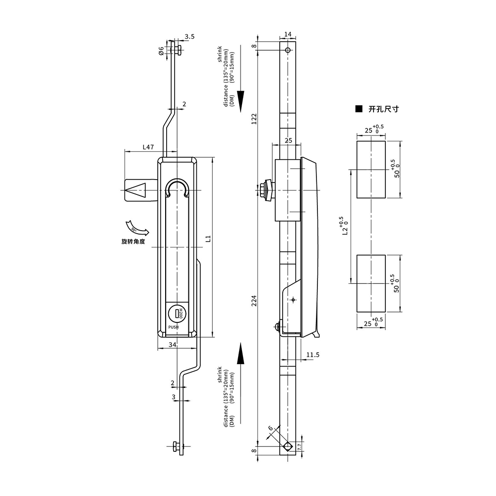BT7583 Zinc Alloy Latch with Sand Chrome & Matte Black Finish - Heavy-Duty, for Door Thickness 1~4mm