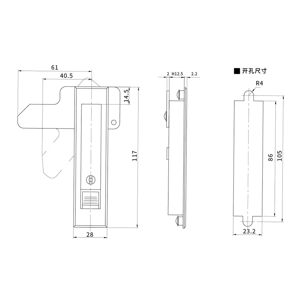 BT3155 Zinc Alloy Latch with Sand Chrome Finish - Left/Right Options, for Door Thickness 1~3mm