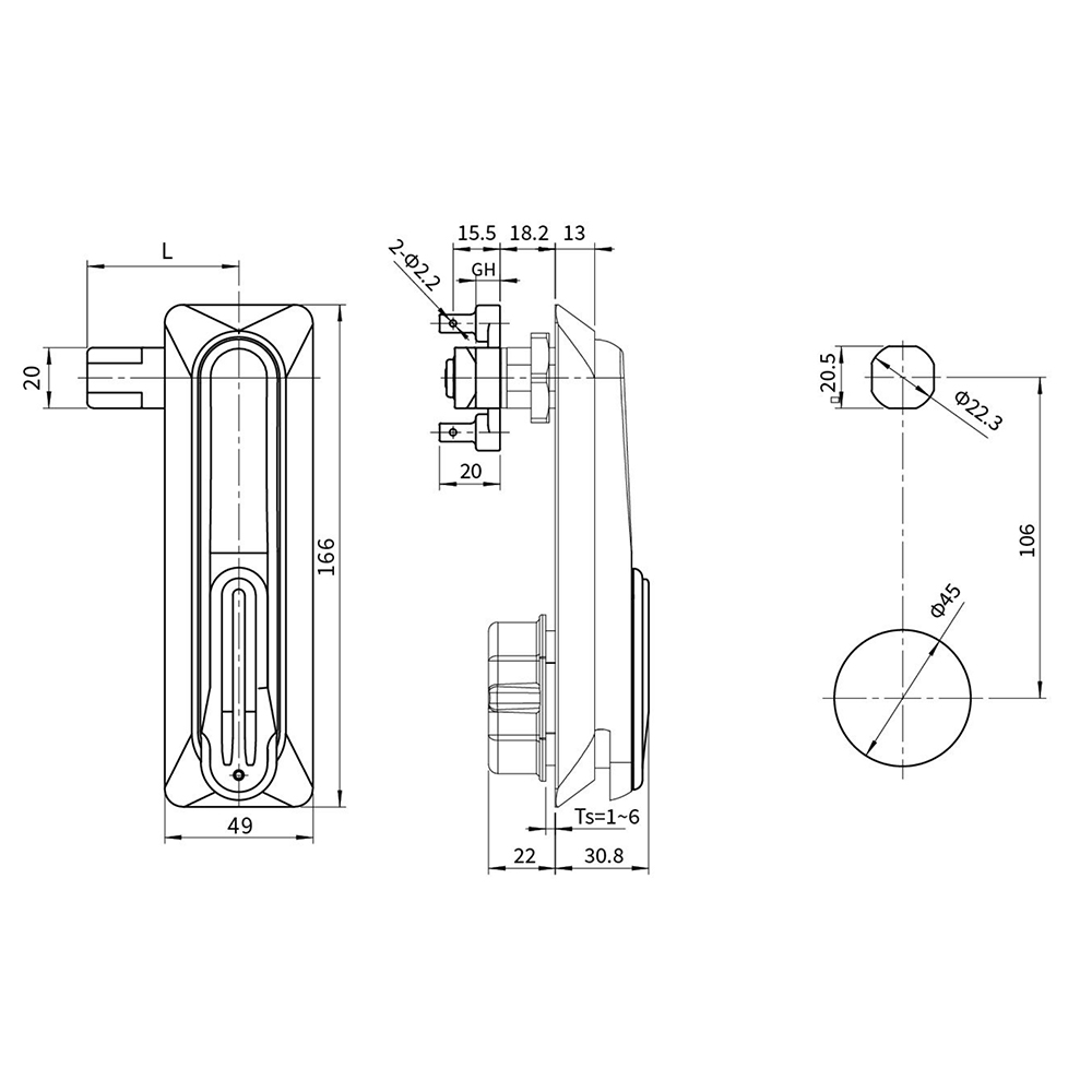 BT3141 PA Latch with Zinc Alloy Nut - Heavy-Duty, for Door Thickness 1~3mm