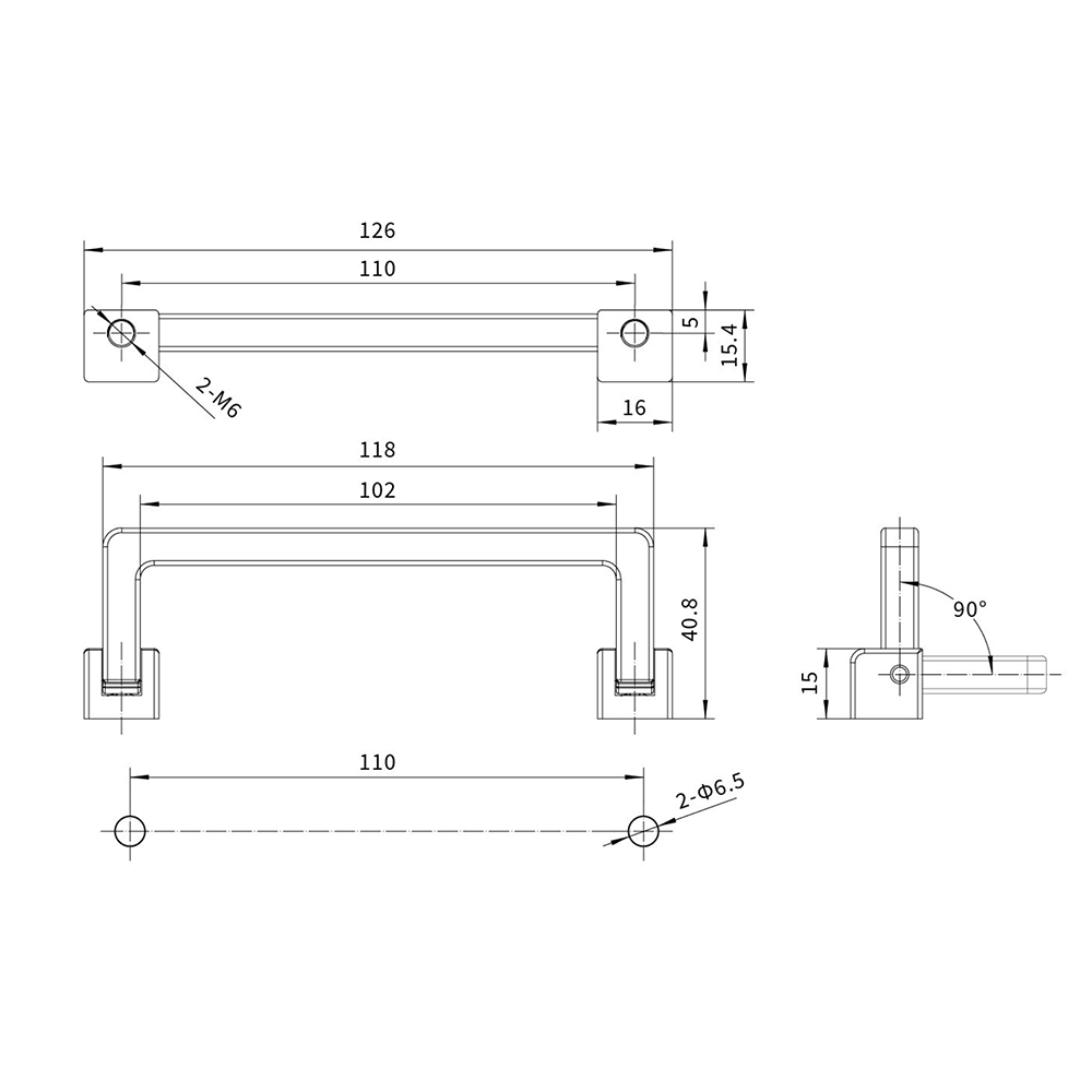 BT2049 Aluminum Alloy Grab Handle, Sandblasted Chrome Finish, Durable for Industrial Applications