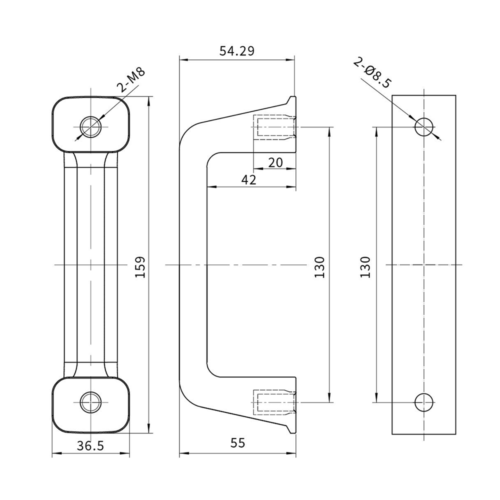 BT3502 ABS Grab Handle, Black Finish, Lightweight for Industrial Cabinets & Enclosures
