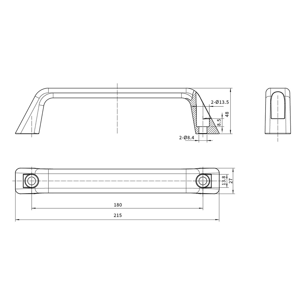 BT3498 Aluminum Alloy Grab Handle, Black Sand Texture Finish, Heavy-Duty for Industrial & Outdoor Applications
