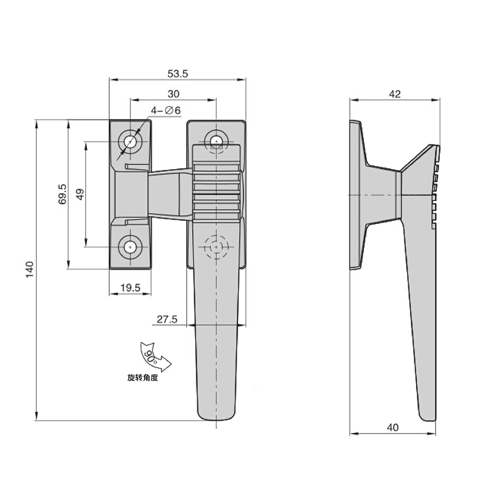 BT2411 Zinc Alloy Adjustable Pull Handle, Bright Chrome Finish, Right/Left Opening for Industrial Cabinets