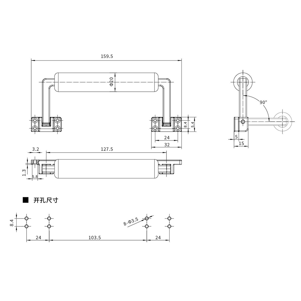 BT2049 Aluminum Alloy Grab Handle, Sandblasted Chrome Finish, Durable for Industrial Applications