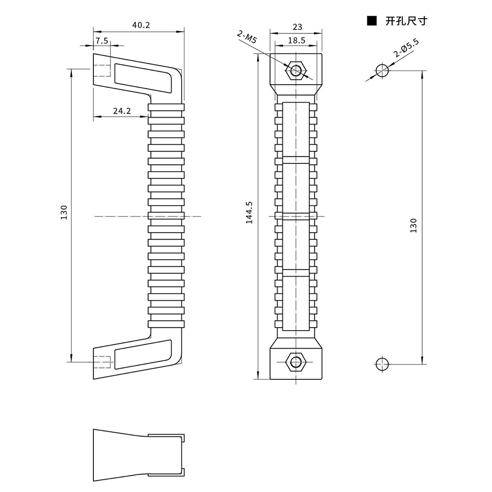 BT3085 ABS Grab Handle, Black Finish, Lightweight for Industrial Cabinets & Enclosures