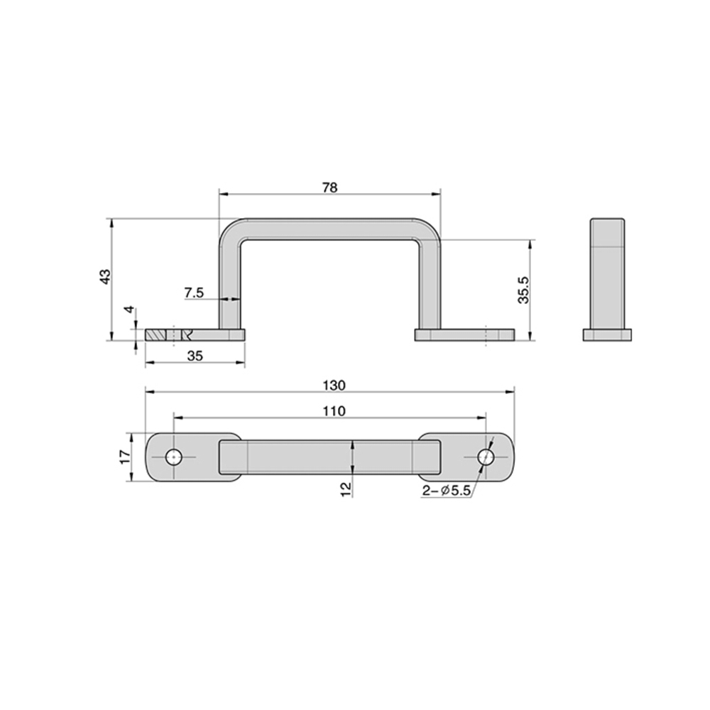BT7636 Stainless Steel Pull Handle, Mirror Polished Finish, Compact Design for Hygienic & Industrial Applications