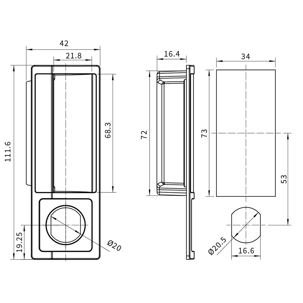 BT3086 ABS Plastic Grab Handle, Black/Gray Finish, for 1mm Door Panels