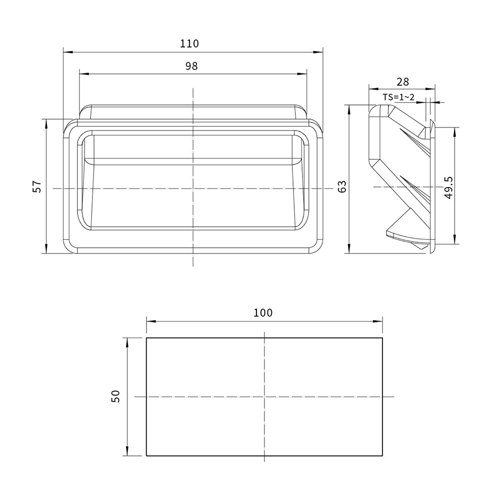 LS106 PA Grab Handle, Black Sand Texture Finish, for 1-2mm Door Panels